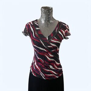 Vintage Y2K Lace Top Small V-Neck Short Sleeve Going Out Party